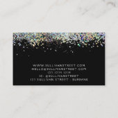 Trendy kalligrafiescript Black Silver Glitter Visitekaartje (Achterkant)