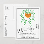 Trendy kamerplant voor verhuizing naar nieuw huis aankondigingskaart (Voorkant / Achterkant)