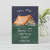 Trendy Kamp Over Slaapfeest Jongens Verjaardagsfee Kaart (Staand voorkant)