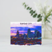 Trendy Kansas City Skyline Travel Waterverf Briefkaart (Staand voorkant)