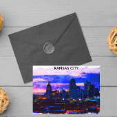 Trendy Kansas City Skyline Travel Waterverf Briefkaart