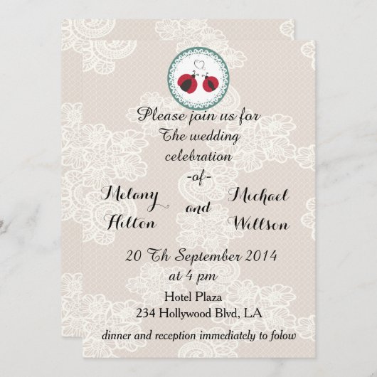  trendy kant leuke lieveheersbeestjes in de liefde kaart (Voorkant / Achterkant)