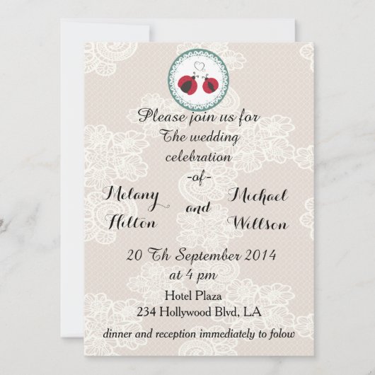  trendy kant leuke lieveheersbeestjes in de liefde kaart (Voorkant)