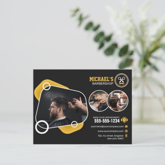 Trendy kapperszaak kapperszaak kapperszaak kapsel briefkaart (Staand voorkant)