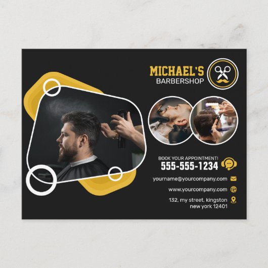 Trendy kapperszaak kapperszaak kapperszaak kapsel briefkaart (Voorkant)