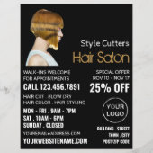 Trendy kapsel, kapper, kapsalon advertentie flyer (Voorkant)