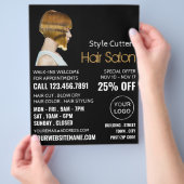 Trendy kapsel, kapper, kapsalon advertentie flyer (Hand)