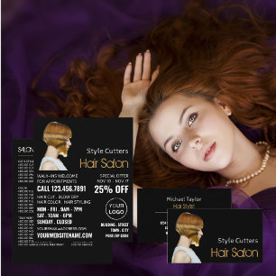 Trendy kapsel, kapper, kapsalon advertentie flyer