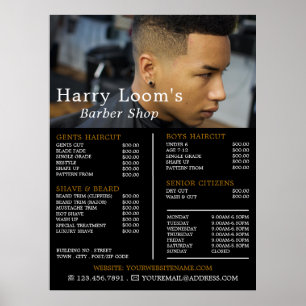 Trendy kapsel, prijslijst voor herenkapper poster