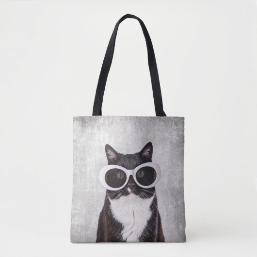 Trendy kat met zonnebril tote bag (Voorkant)
