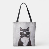 Trendy kat met zonnebril tote bag (Achterkant)
