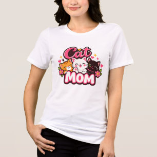 Trendy Kat Moeder T-Shirt   Cute Kleurrijke Katten