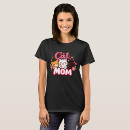Trendy kat-moeder T-shirt | Cute kleurrijke katten