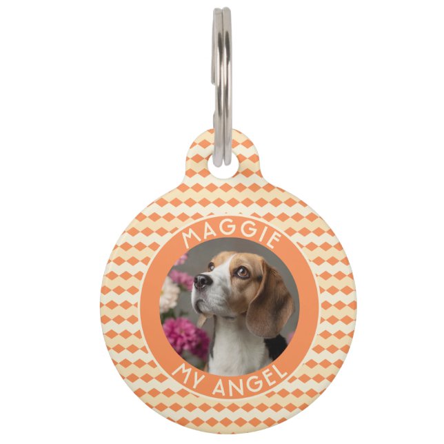 Trendy kattenvader cadeau chevronprint huisdierpenning (Voorkant)