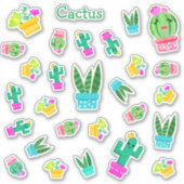 Trendy Kawaii Potted Succulenten & Cactus Sticker (Voorkant)