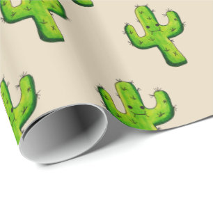 Trendy Kawaii Waterverf Cactus Cadeaupapier