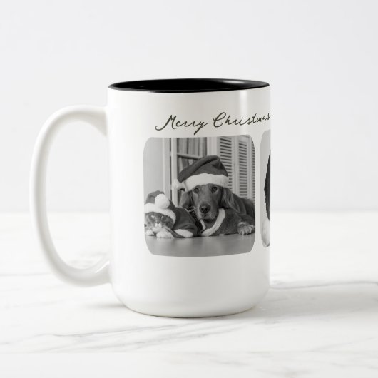 Trendy kerst Mok | Aangepaste drievoudige foto mod (Links)