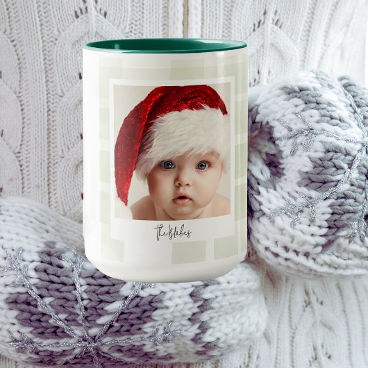 Trendy kerst Mok | Aangepaste dubbele foto groen