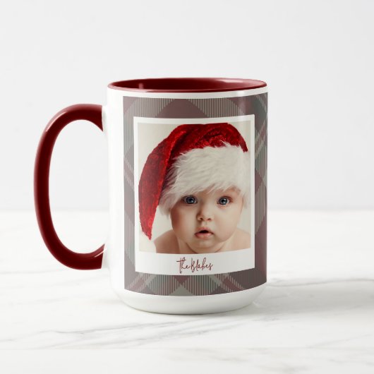 Trendy kerst Mok | Aangepaste dubbele foto rood (Links)