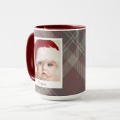 Trendy kerst Mok | Aangepaste dubbele foto rood (Voorkant links)