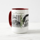 Trendy kerst Mok | Aangepaste Foto Greenery Lijst (Voorkant links)