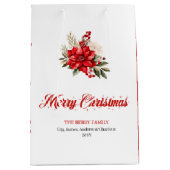 Trendy Kerst Poinsettia Script Lettertype Cadeauta Medium Cadeauzakje (Voorkant)