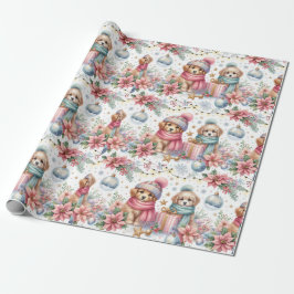 Trendy Kerst Puppies inpakpapier