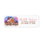 Trendy Kerst Retour Adres Gingerbread House Etiket (Voorkant)