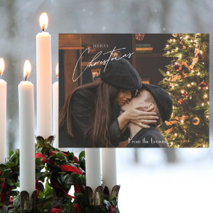 Trendy kerst romantische koppel foto briefkaart