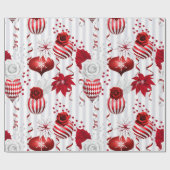 Trendy kerstballen en Poinsettia Cadeaupapier (Vlak)