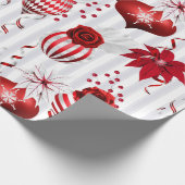 Trendy kerstballen en Poinsettia Cadeaupapier (Hoek)