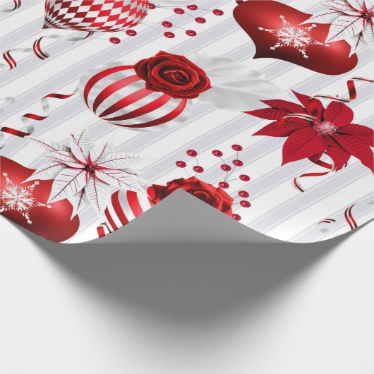 Trendy kerstballen en Poinsettia Cadeaupapier (Hoek)