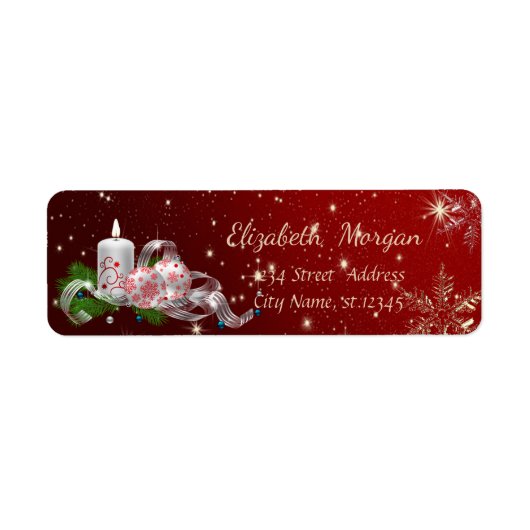Trendy Kerstballen, Kerst Kaars Etiket (Voorkant)