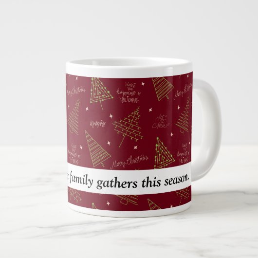 Trendy kerstbomen in groen op rood met Quote Grote Koffiekop (Voorkant rechts)