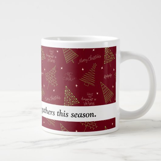 Trendy kerstbomen in groen op rood met Quote Grote Koffiekop (Rechts)