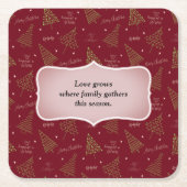 Trendy kerstbomen in groen op rood met Quote Kartonnen Onderzetters (Voorkant)