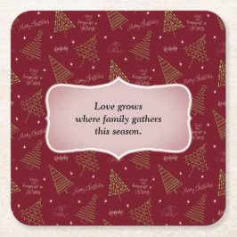 Trendy kerstbomen in groen op rood met Quote Kartonnen Onderzetters