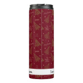 Trendy kerstbomen in groen op rood met Quote Thermosbeker (Achterkant)