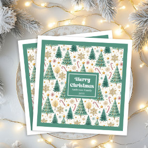 Trendy Kerstbomen Rood Groen Goud Servetten