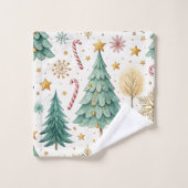 Trendy kerstbomen snoepstok badhanddoek set bad handdoek (Wasdoekje)