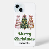 Trendy kerstbomen waterverf luipaard cadeau Case-Mate iPhone case (Achterkant)