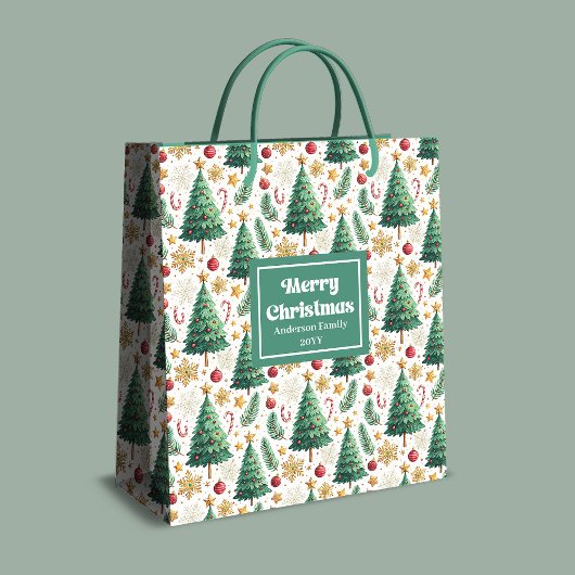 Trendy kerstboom cadeautas tas bewerkbare lay-out