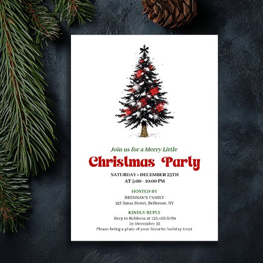 Trendy Kerstboom Kerstfeest Verzameling Kaart
