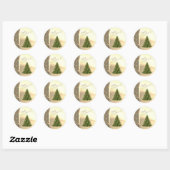 Trendy kerstboom, namaakgoud ronde sticker (Vel)