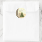 Trendy kerstboom, namaakgoud ronde sticker (Tas)