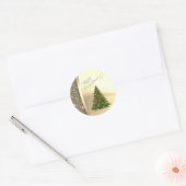 Trendy kerstboom, namaakgoud ronde sticker (Envelop)