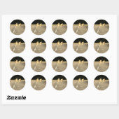Trendy Kerstboom, Nep Gouden Boog Ronde Sticker (Vel)