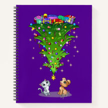 Trendy kerstboom Rich Plum notebook by Mei Yu