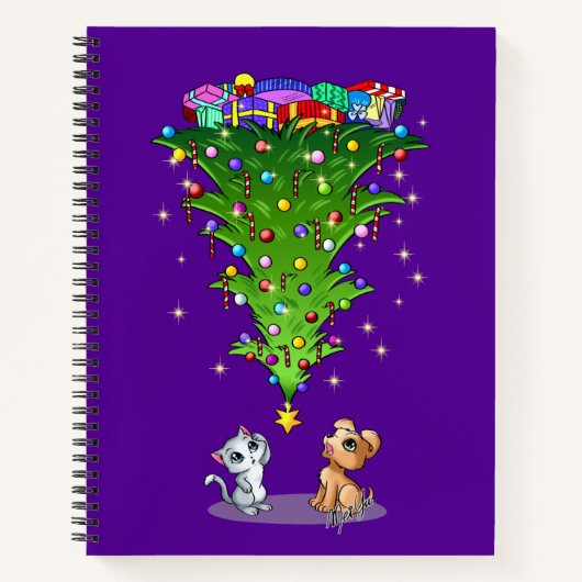Trendy kerstboom Rich Plum notebook by Mei Yu Notitieboek (Voorkant)