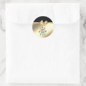 Trendy kerstboombladeren, Faux Gold Bow Ronde Sticker (Tas)